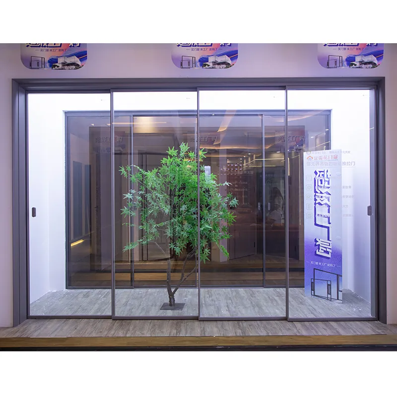 Arc-shaped boundless hanging track four-link sliding door view 4