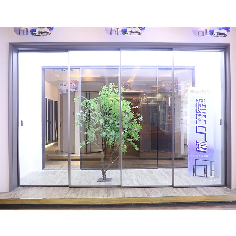 Arc-shaped boundless hanging track four-link sliding door view 6