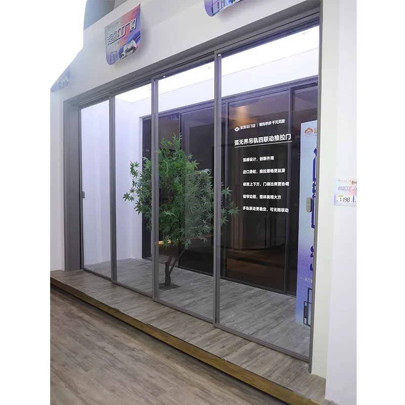 Arc-shaped boundless hanging track four-link sliding door view 8