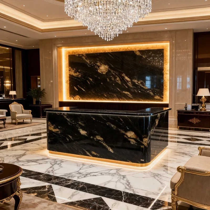 Black and Gold Natural Luxury Stone Slab FW-LS-003