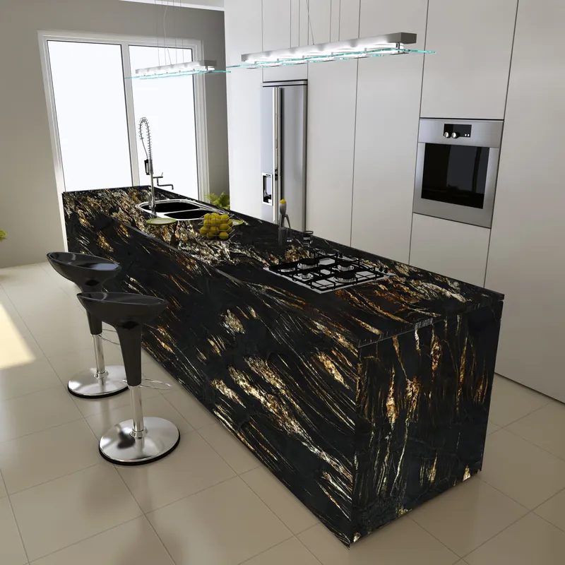 Black and Gold Natural Luxury Stone Slab FW-LS-017