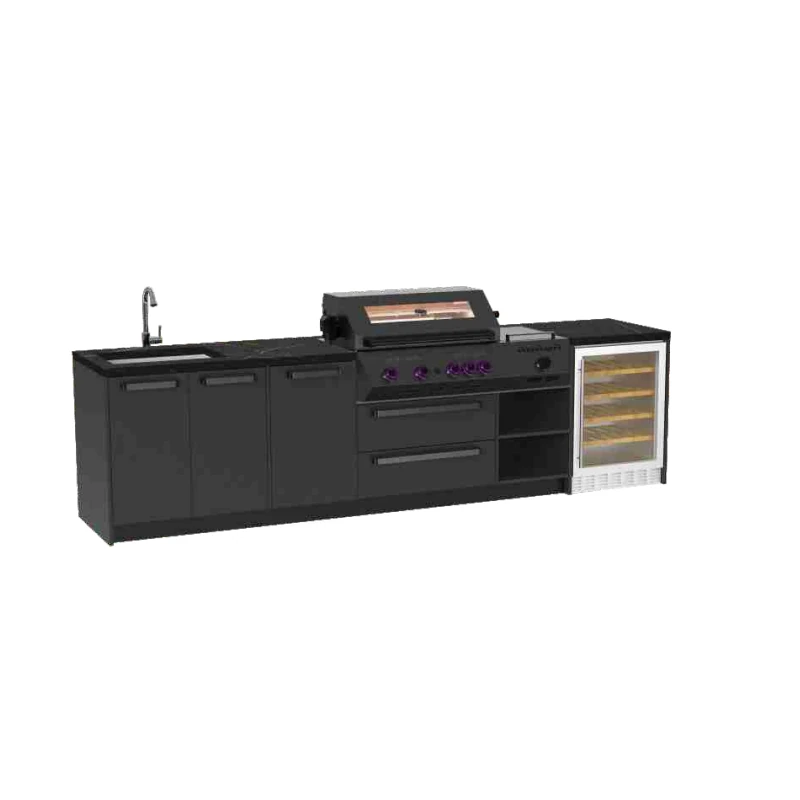 Black Outdoor Kitchen with Sink, Grill and Fridge GP-CGB02