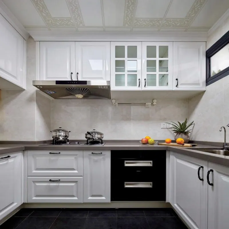 Bright White U-Shaped Kitchen European Stainless Steel Cabinets FW-EK-007