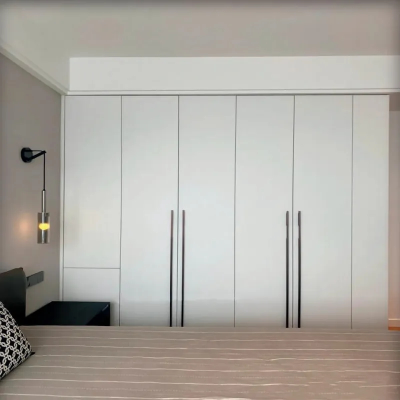Clean White Six-Door Full-Wall Wardrobe Custom Stainless Steel Wardrobe FW-WD-009