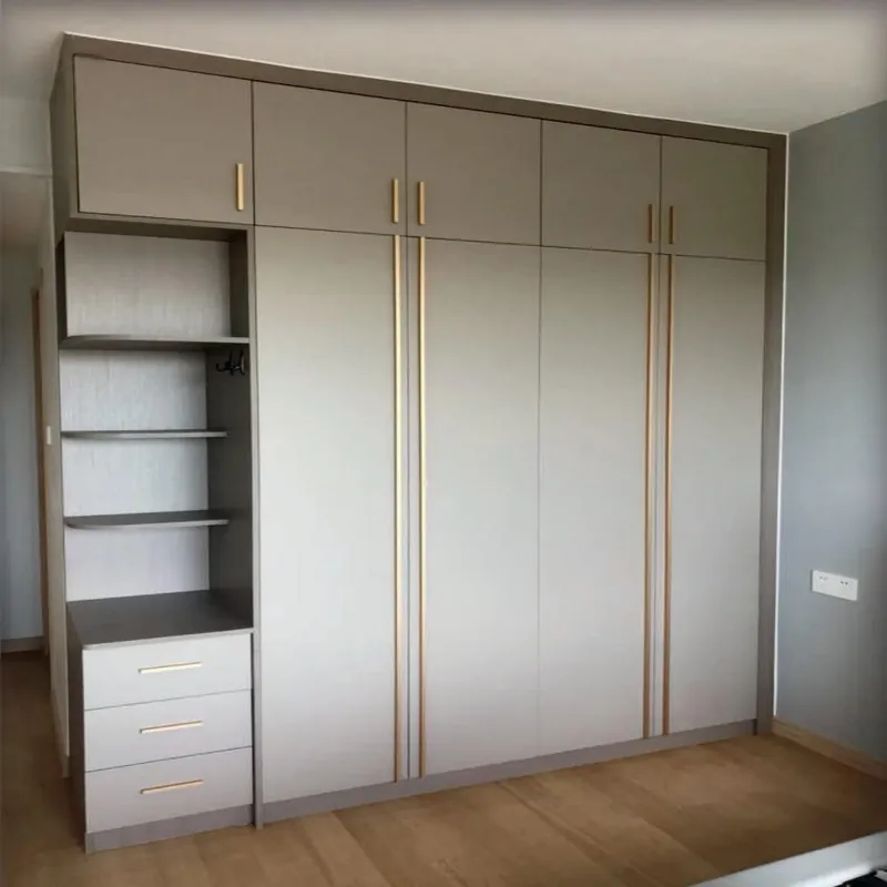 Cream and Oak Wardrobe with Side Shelving Custom Stainless Steel Wardrobe FW-WD-016
