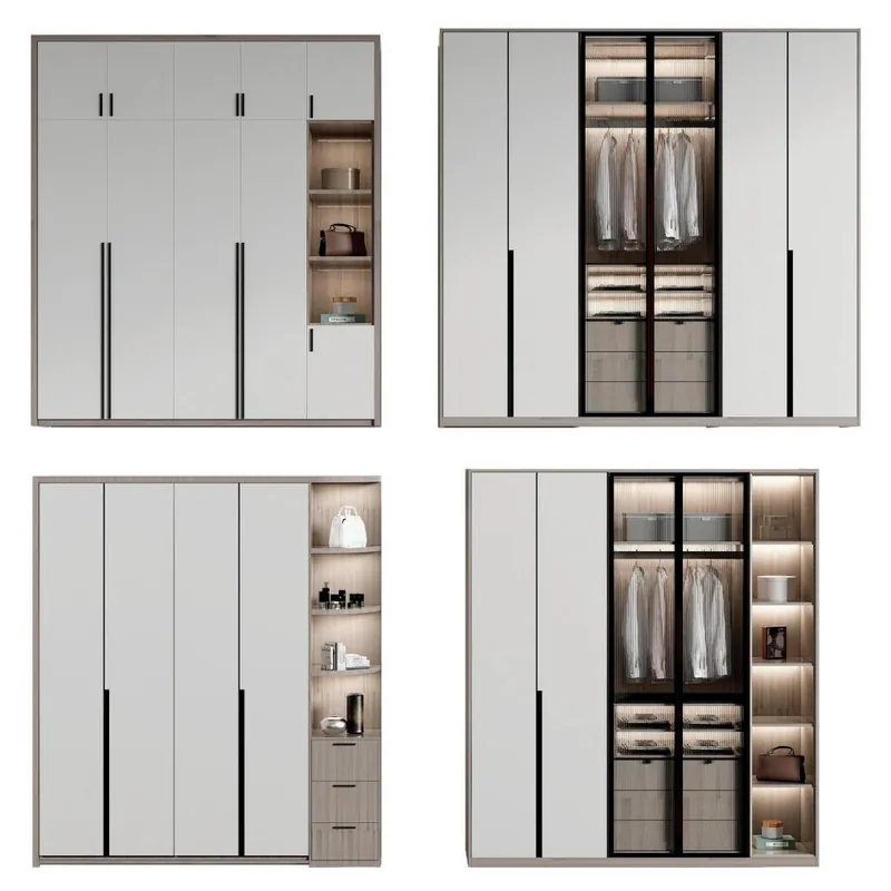Gray and Charcoal Compact Modular Wardrobe Collection Custom Stainless Steel Wardrobe FW-WD-036