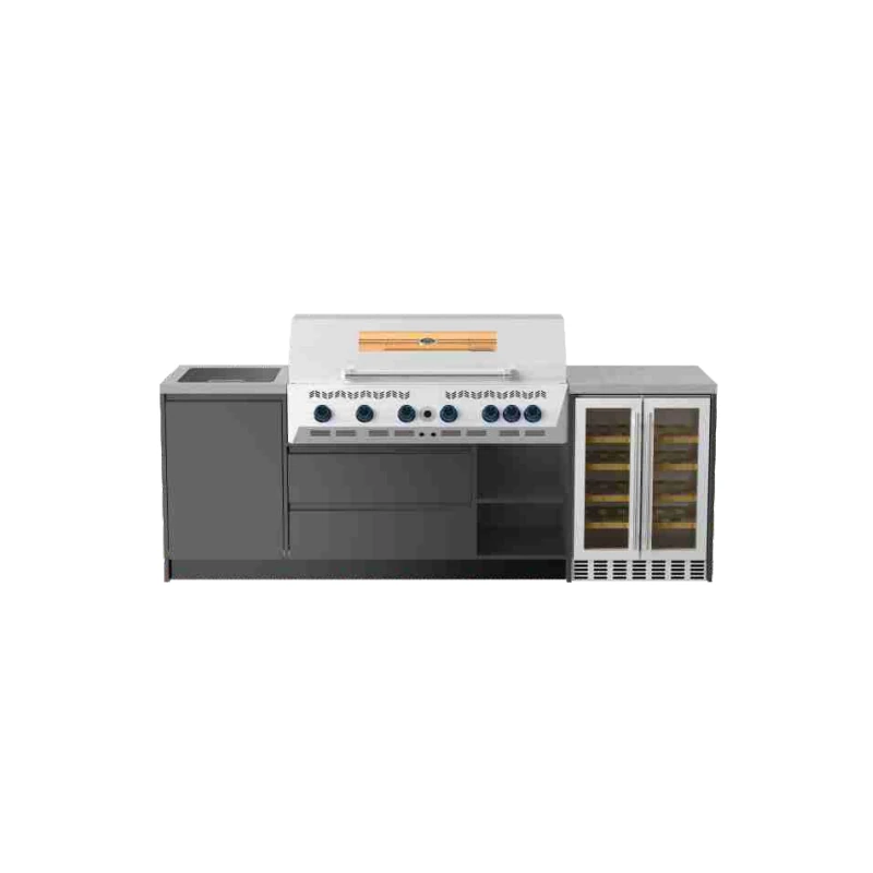 Gray Stainless Steel Outdoor Kitchen with Grill and Fridge GP-CGA02