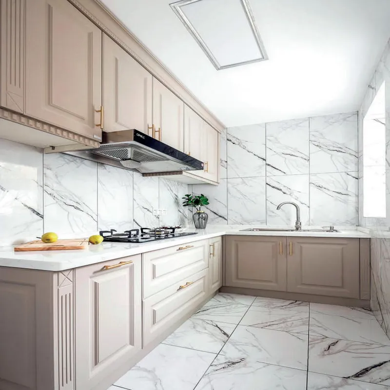 Ivory and Taupe L-Shaped Kitchen European Stainless Steel Cabinets FW-EK-006