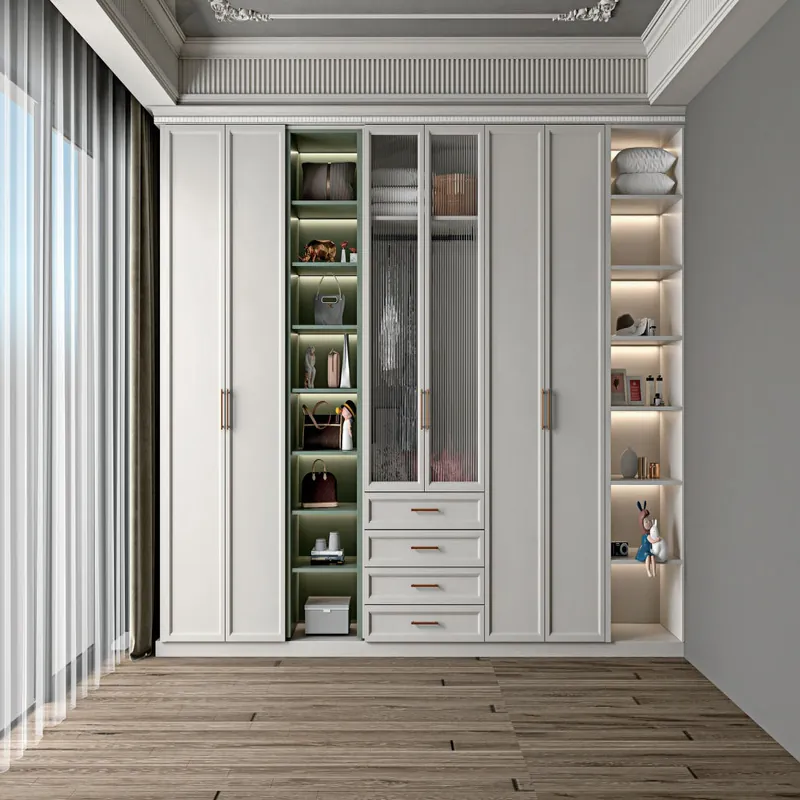 Light Gray and Bronze Corner Window Wardrobe Custom Stainless Steel Wardrobe FW-WD-032