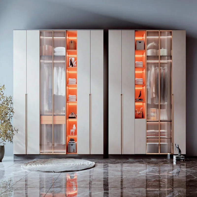 Light Gray and Orange Modular Open Wardrobe Custom Stainless Steel Wardrobe FW-WD-028