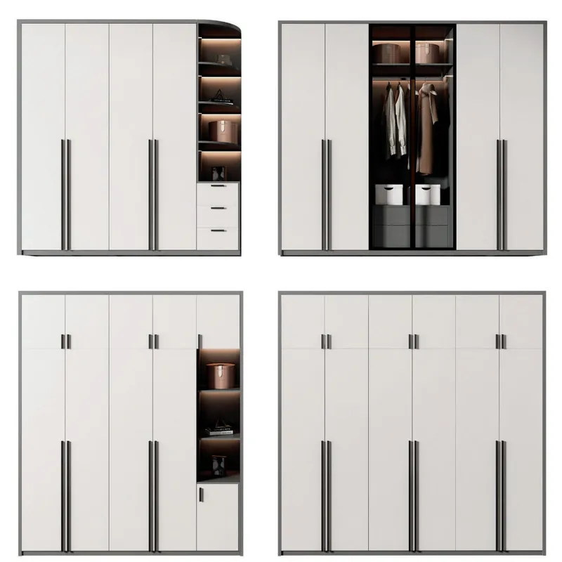 Light Gray Minimal Modular Wardrobe Collection Custom Stainless Steel Wardrobe FW-WD-035