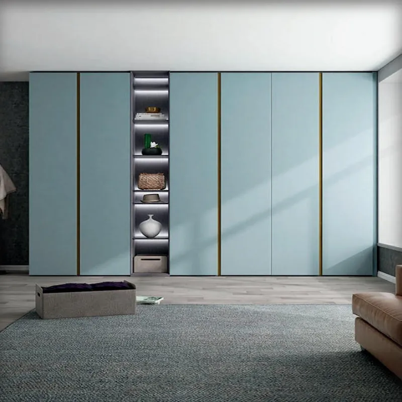 Pale Blue Full-Wall Display Wardrobe Custom Stainless Steel Wardrobe FW-WD-002