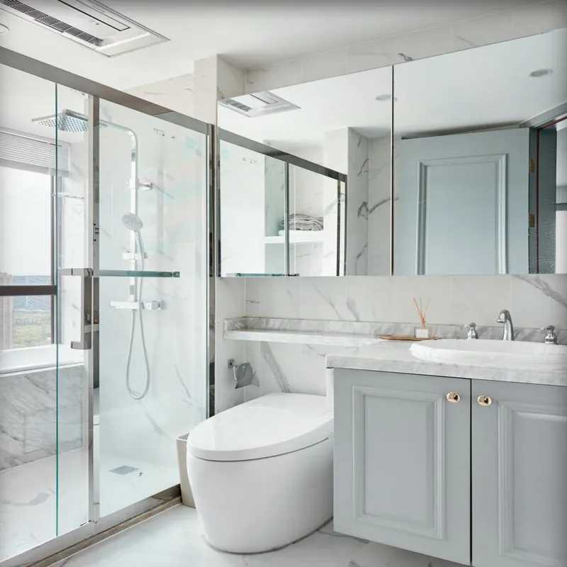 Powder Blue Classic Double-Door Bathroom Vanity Custom Stainless Steel Bathroom Vanity FW-BV-059
