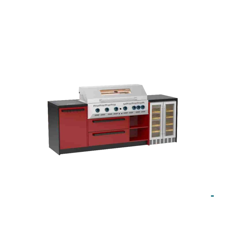 Red 6-Burner Stainless Steel Outdoor Kitchen GP-CGA01