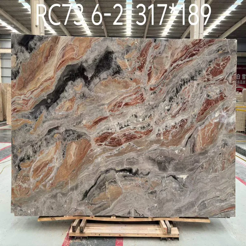 Red and Gray Natural Luxury Stone Slab FW-LS-078