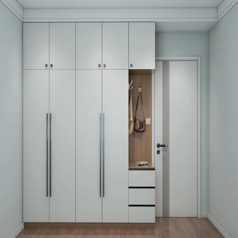 Soft White Compact Entry Wardrobe Custom Stainless Steel Wardrobe FW-WD-019