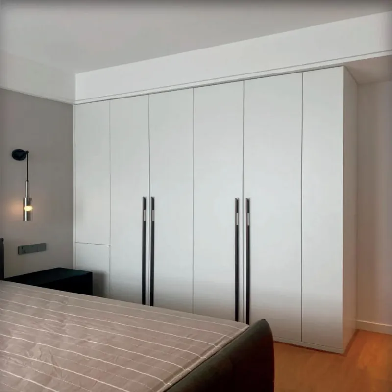Soft White Minimalist Bedroom Wardrobe Custom Stainless Steel Wardrobe FW-WD-010