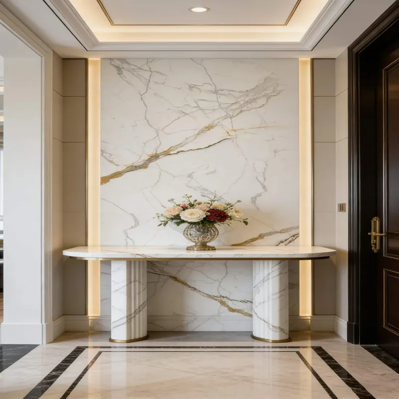 White and Gold Natural Luxury Stone Slab FW-LS-044