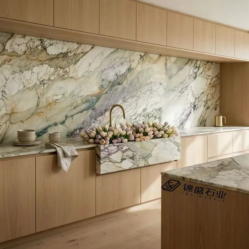White and Gold Natural Luxury Stone Slab FW-LS-075
