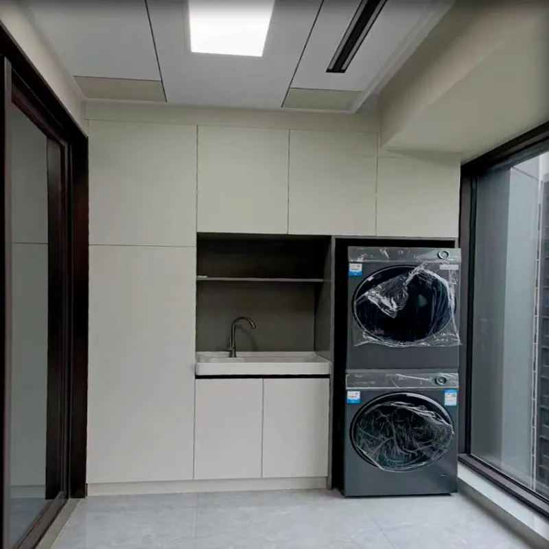White and Gray Compact Balcony Cabinet Custom Stainless Steel Balcony Cabinets FW-BC-015