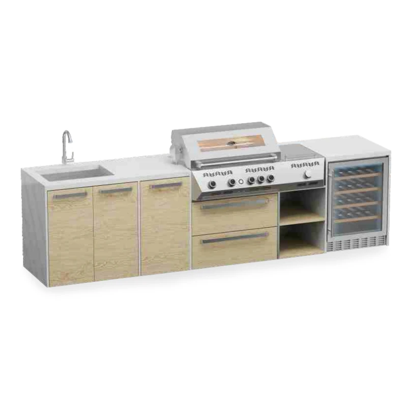 Wood-Look 3200mm Outdoor Kitchen with Grill GP-CGB03