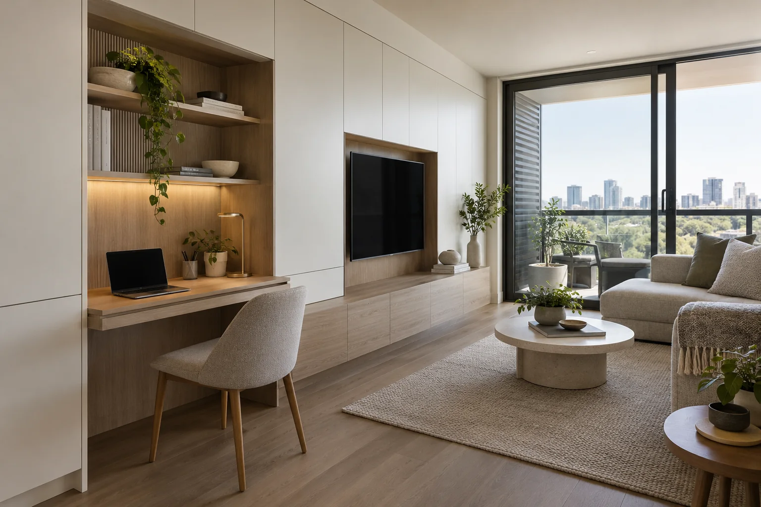 Home Office in the Living Room: Apartment Layout Ideas